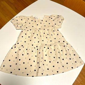 Zara kids cream and black heart layered dress